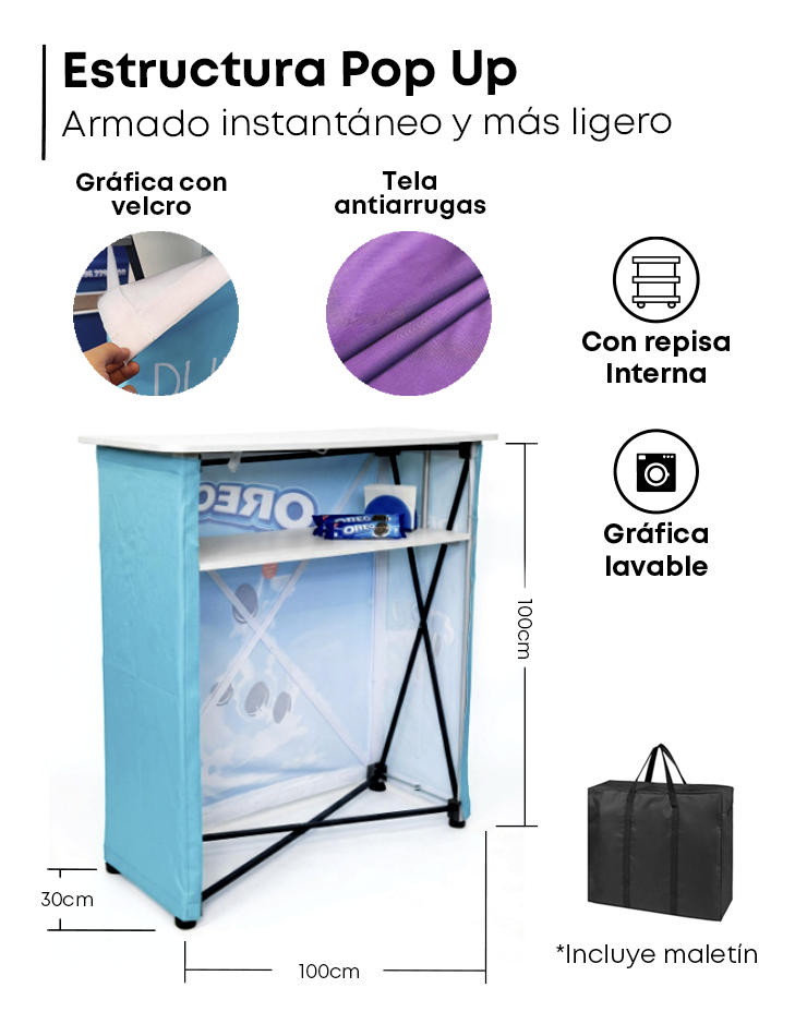 Mesa Pop Up Velcro Recta Nacional - 5